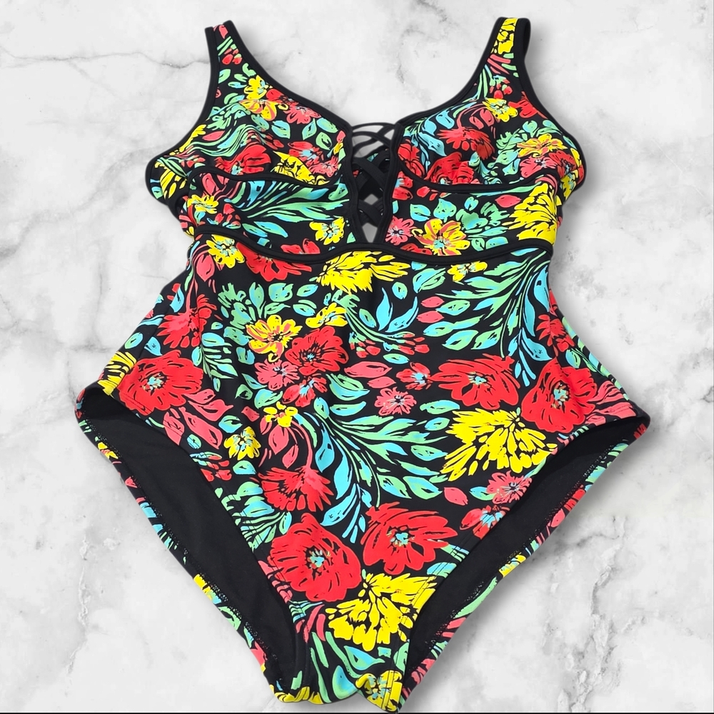 Adore Me Black One-Piece Swimsuit Size OX Summer Vacation E43